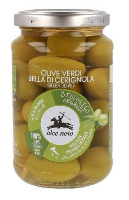 oliwki zielone bella di cerignola z pestką w zalewie bio 350g (180g)